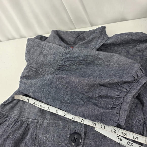Free People Women's Balloon Puff Sleeve Linen Chambray Swing Jacket Size‎ Small. - Picture 8 of 10
